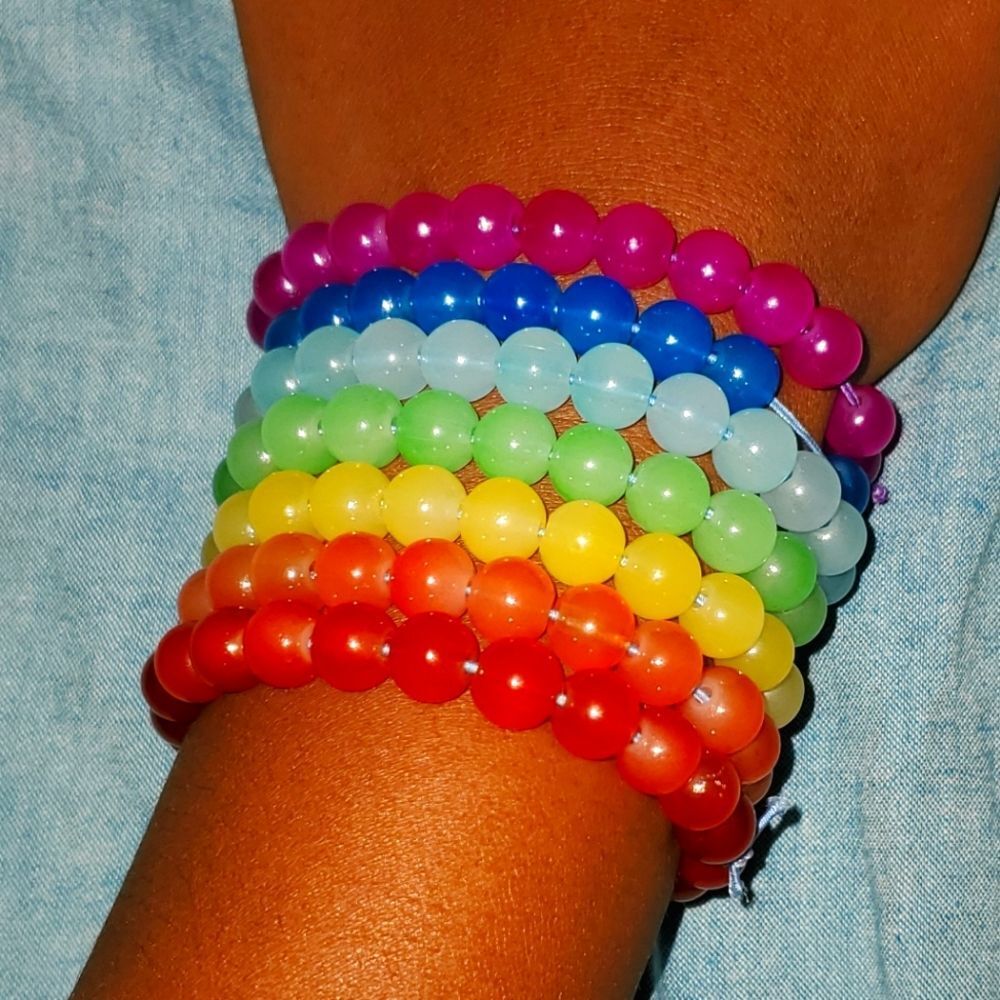 Handmade Rainbow Heishi Polymer Crystal / Glass / Stone Beads Stretchy Bracelet